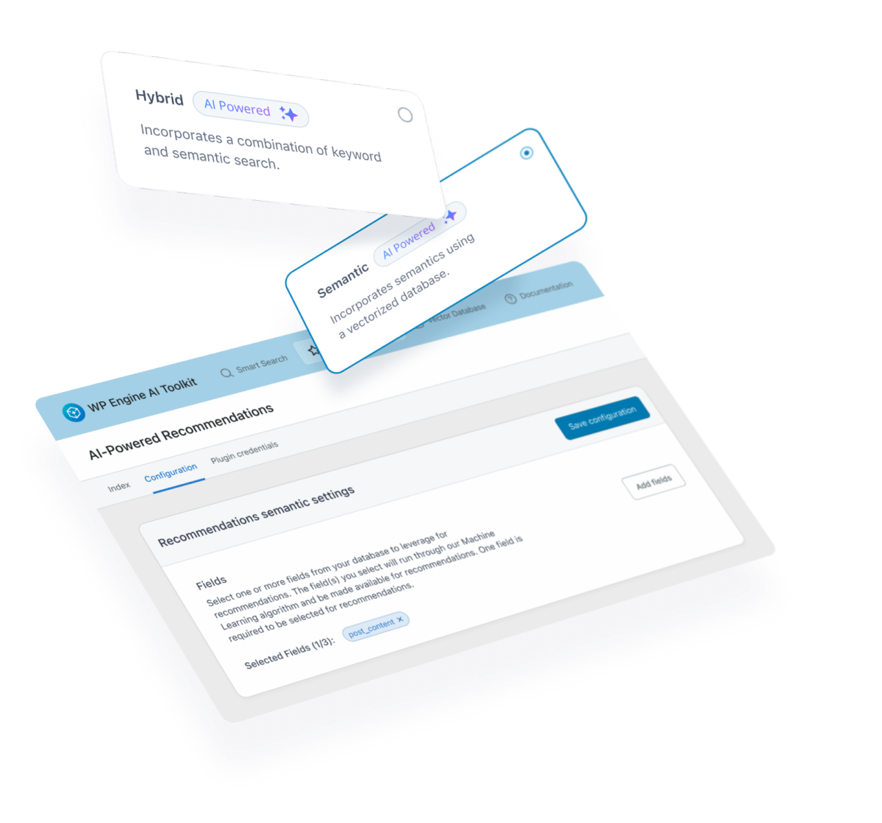 smart search ai toolkit hero showing different settings to select
