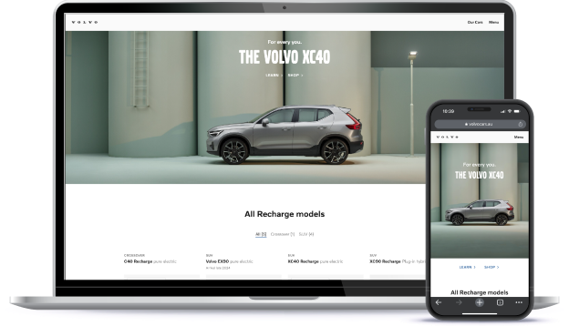Screenshot of The Volvo website on desktop and on mobile phone