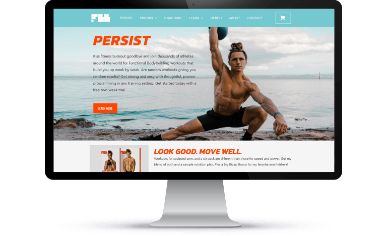 Computer screen displaying the Functional Body Building website