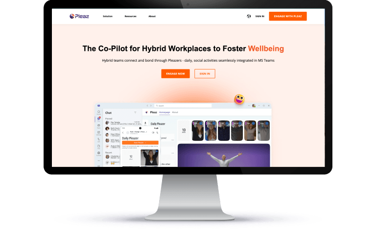 Computer screen displaying the Pleaz website