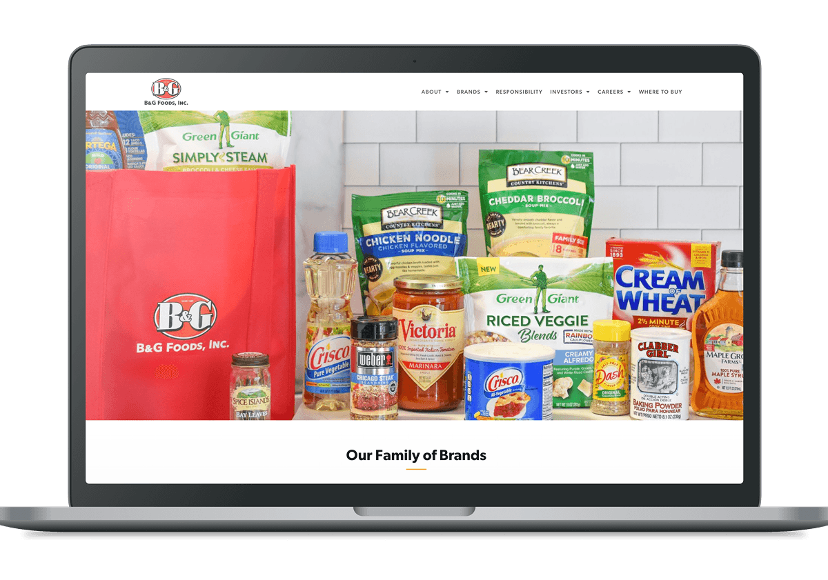 B and G case study showing home page on laptop screen