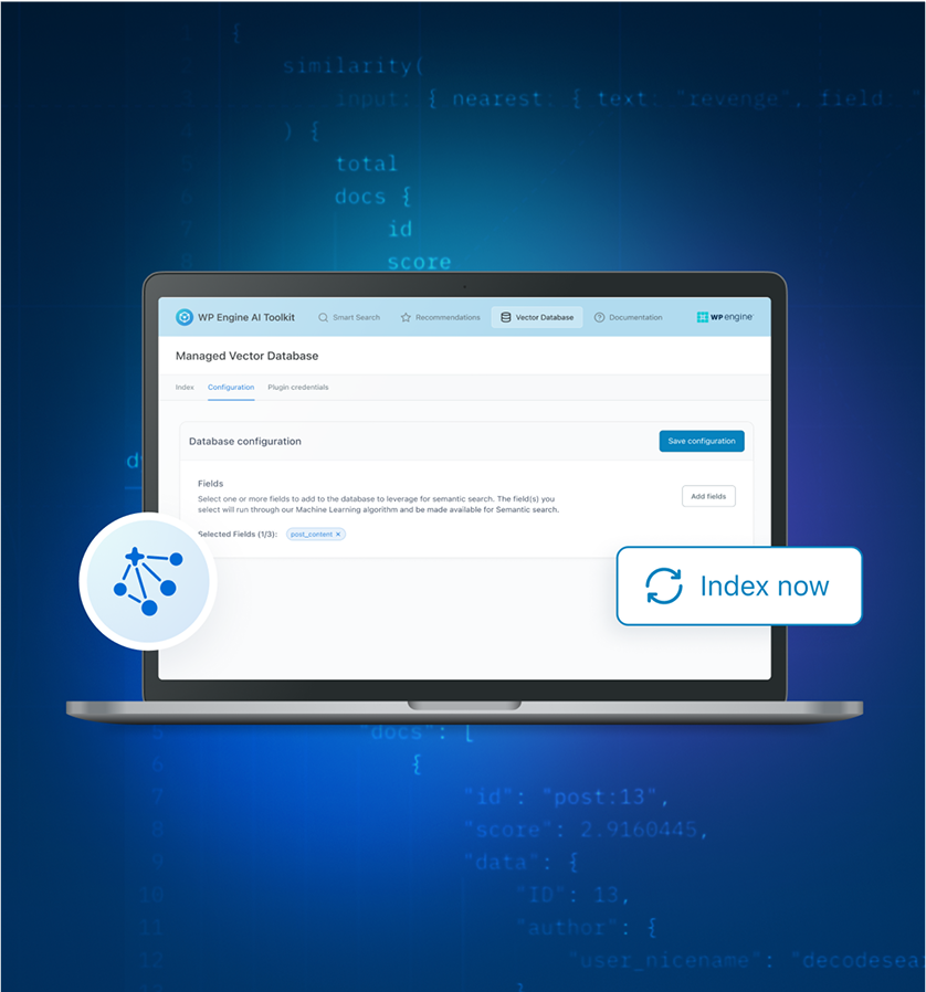 managed vector database graphic showing tool on laptop