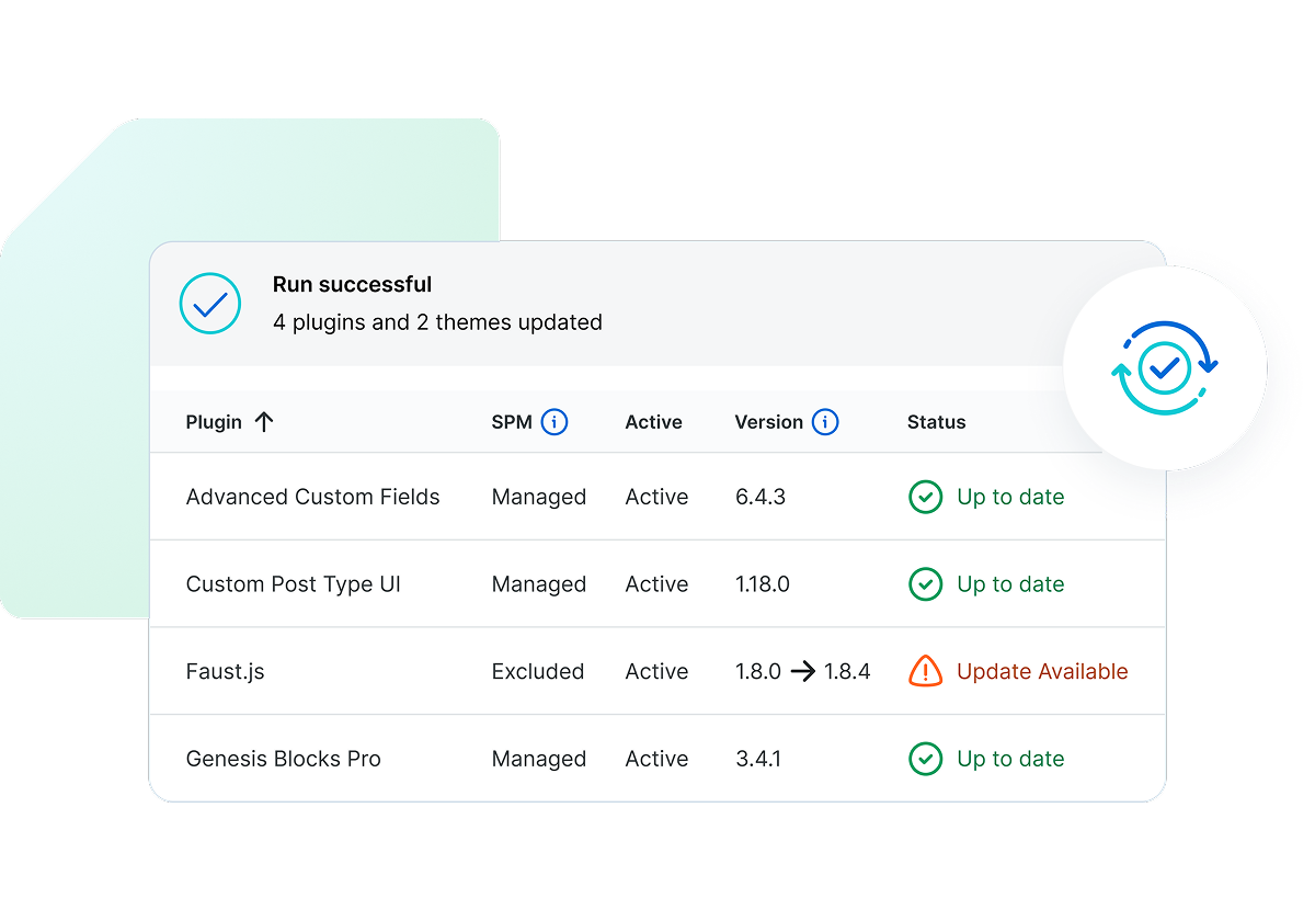 smart plugin manager platform with update available to a plugin