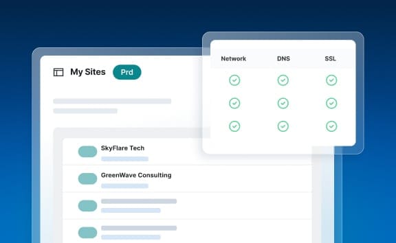 A list of client site shows security details at a glance