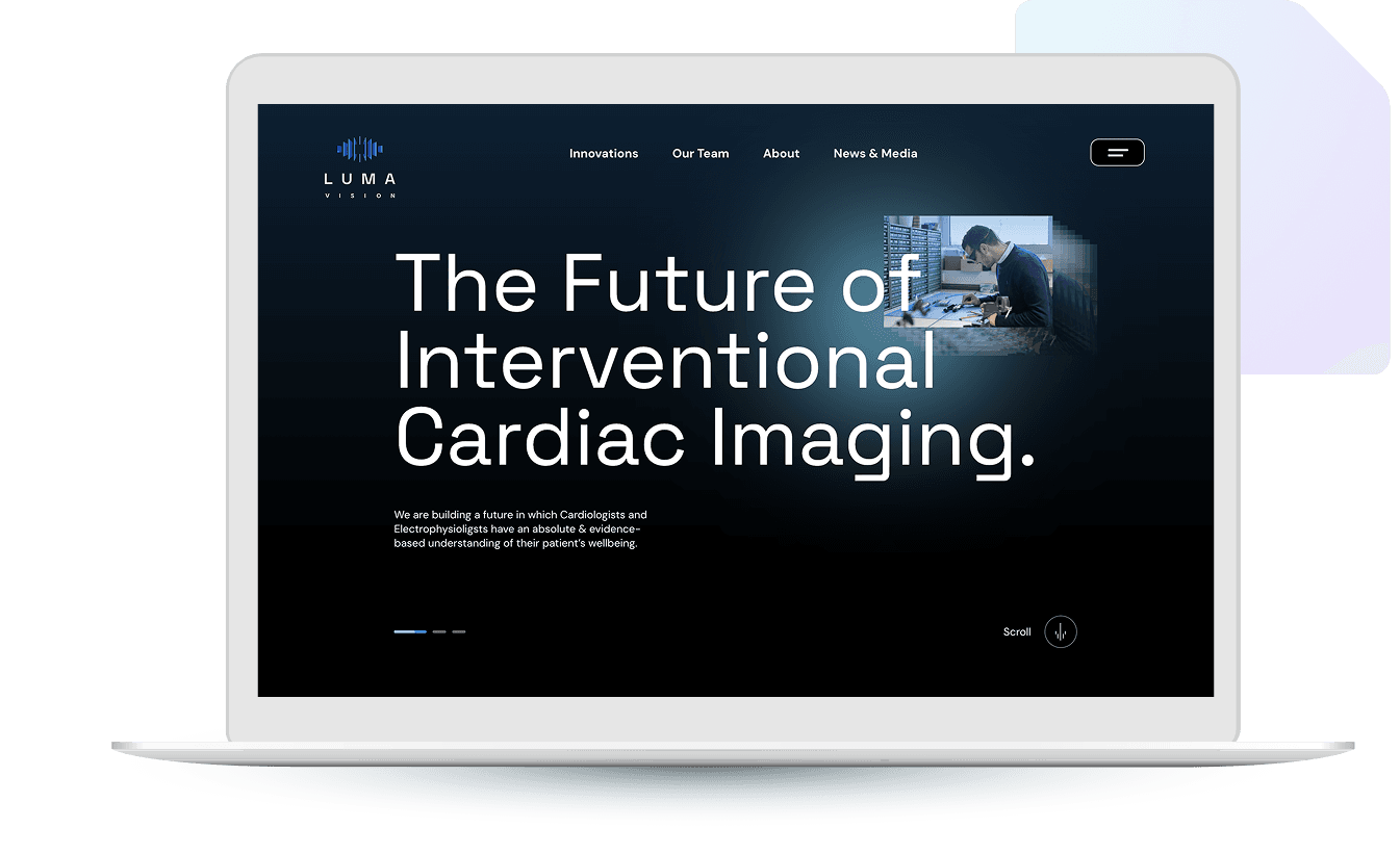 Laptop displaying homepage of Luma Vision's website